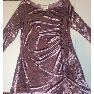Joseph Ribkoff Tunic Size 14 Crushed Velvet Tunic 3/4 Sleeve Ruched Draped Side
